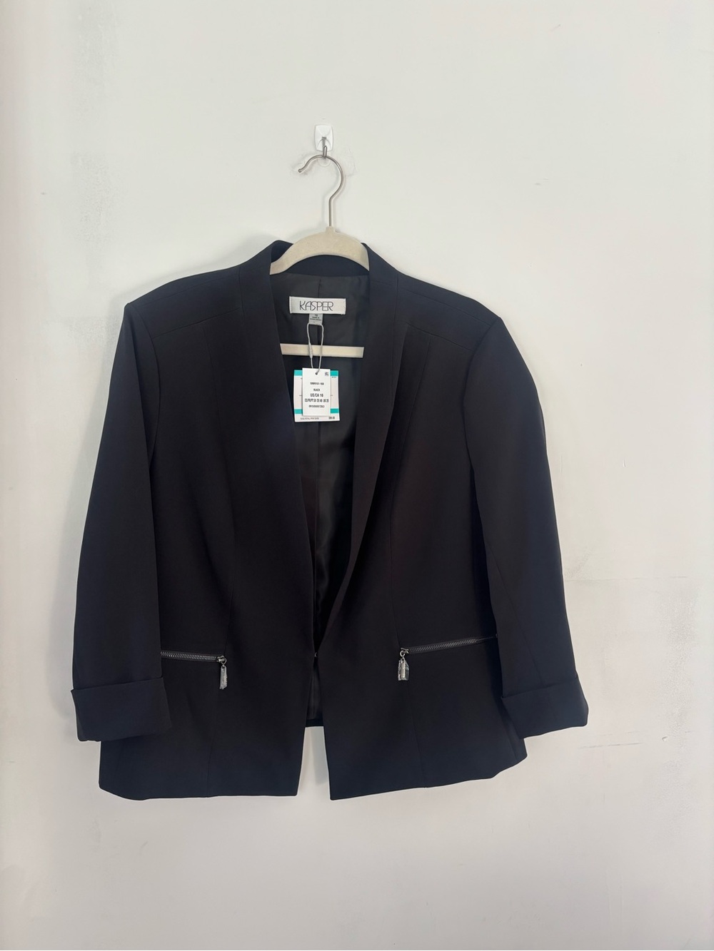 NWT Kasper 16 Black Open-Front Women's Blazer Jacket